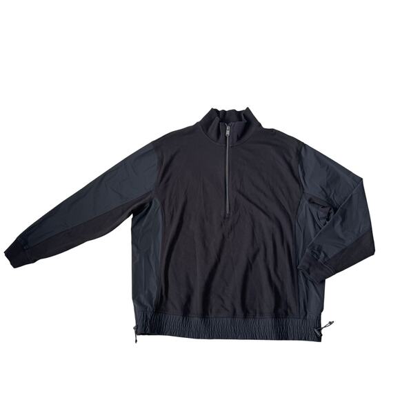 Athleta Sweatshirt Womens Medium Black Triumph Hybrid 1/2 Zip Ladies Pullover - Picture 1 of 9